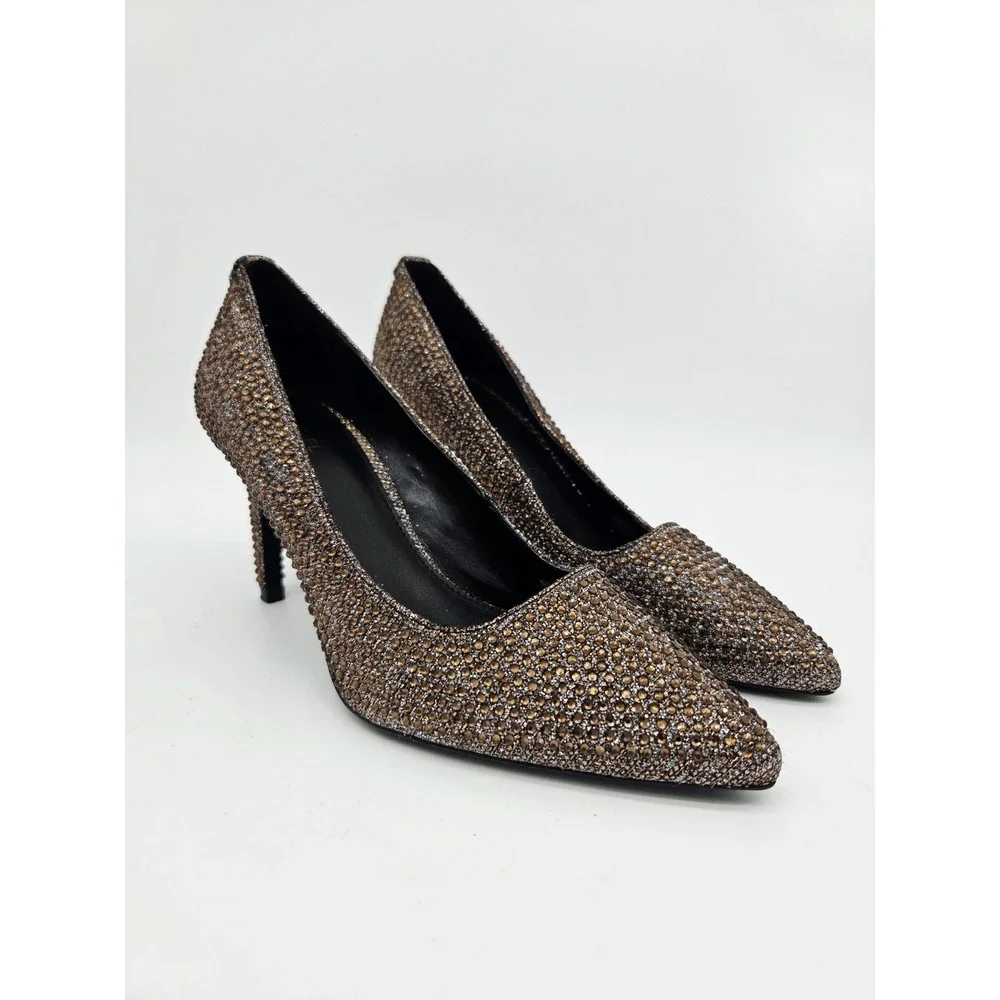 New Michael Kors Womens Shoes 7 M Dorothy Flex Pump Brown Bronze Glitter Mesh